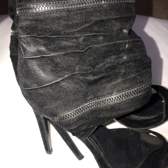 Ankle Wrapped Open Toe Heel Black Suede - Picture 3 of 5